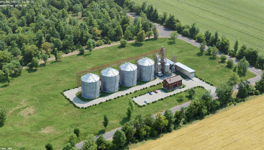 Visualization of the technical process (process) of the grain drying complex (Agrocenter)